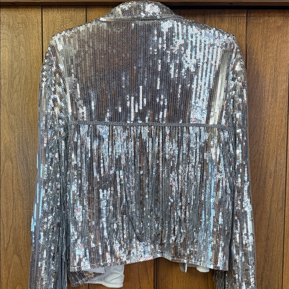 Silver Sequin Fringe Jacket - Picture 3 of 3